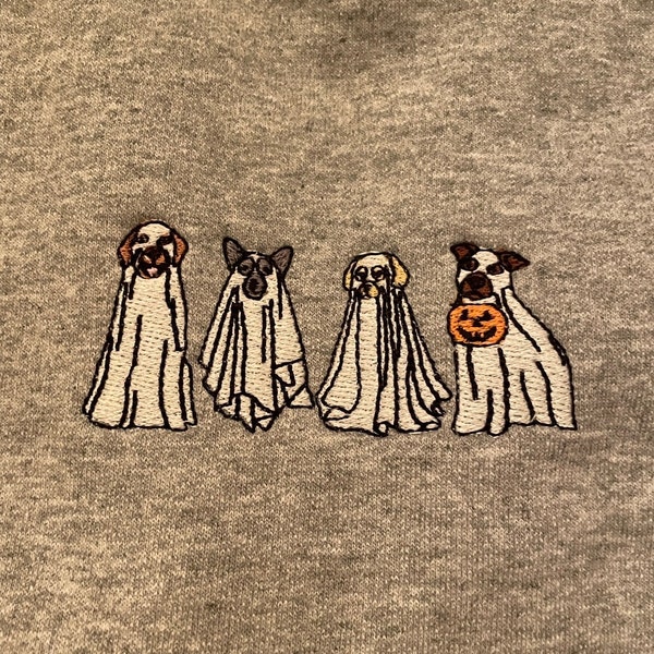 Dog Ghost Embroidery Design, Four Halloween Ghost Dog Spooky Season ...