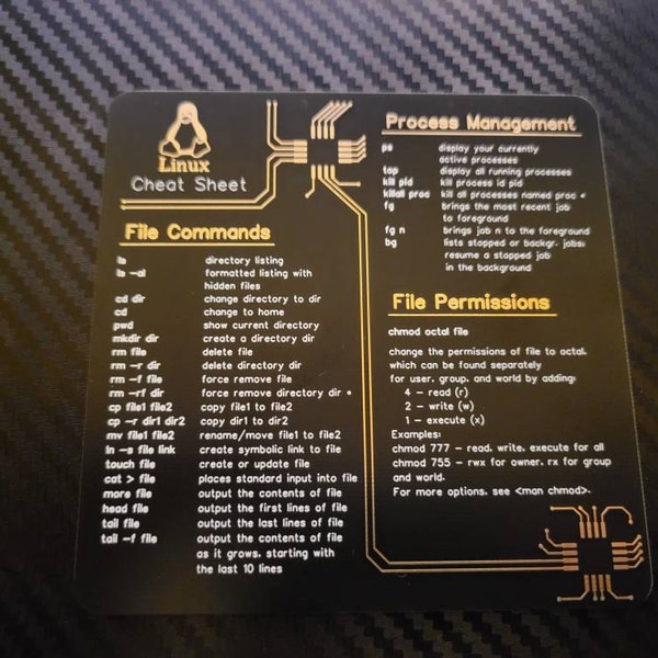 Linux Cheat Sheet Coaster PCB – Computer Science Gift for Programmers ...
