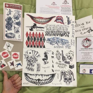 Joker Full Set Suicide Squad Temporary Tattoo Gangsta Neck Etsy