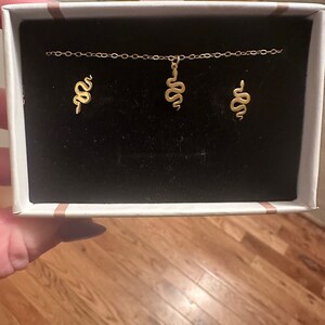 Customer photo, Snake Stud Earrings
