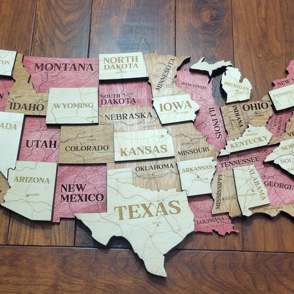 The Homestyle 3D USA Map - 3 Engrave, 7 Sizes With 2 Oversize Options ...