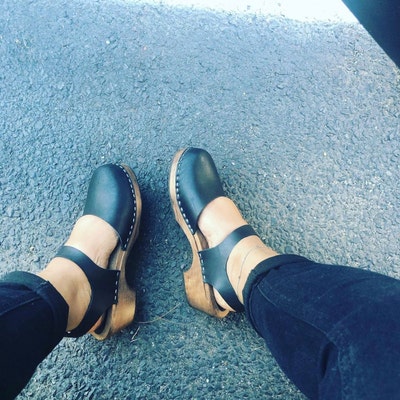 Swedish Clogs Sweden Low Wood Black Leather by Lotta From Stockholm ...