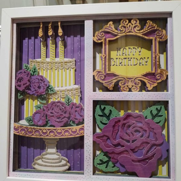3D SVG Birthday Cake Shadow Box SVG, 3D Happy Birthday Svg, Party ...