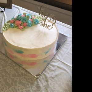He or She Cake Topper Gender Reveal Cake Topper Baby Shower - Etsy