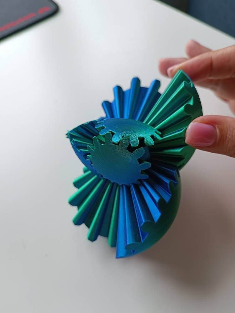 3D Printed Gear Ball Sphere Fidget-Transformable Stress Relief Toy, Colorful Gradient, Birthday Cool Gift for Dad Kids boy girl Ruvenbal