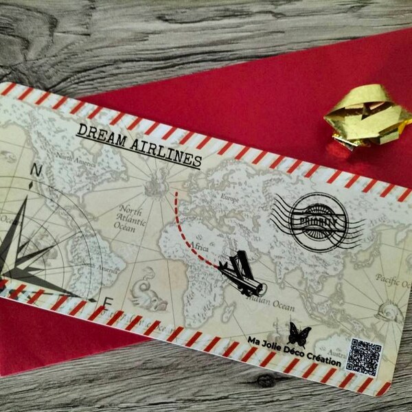 Carte à Gratter Voyage Surprise - Faux Billet D'avion Personnalisable - Annonce De Destination - Cadeau Original - 5