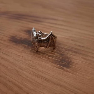 Men's Stainless Steel Vampire Bat Ring - Gothic Punk Biker Style Band - View #5