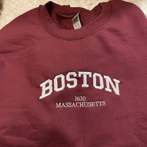 Boston Embroidered Sweatshirts Custom City Embroidered - Etsy