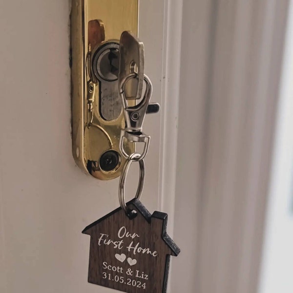 Personalised First Home Keyrings, New Home Keyrings, House Keyrings Set ...