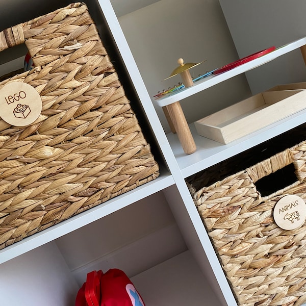 Round Wooden Toy Box Storage Tags - Trofast Labels - Playroom Decor ...