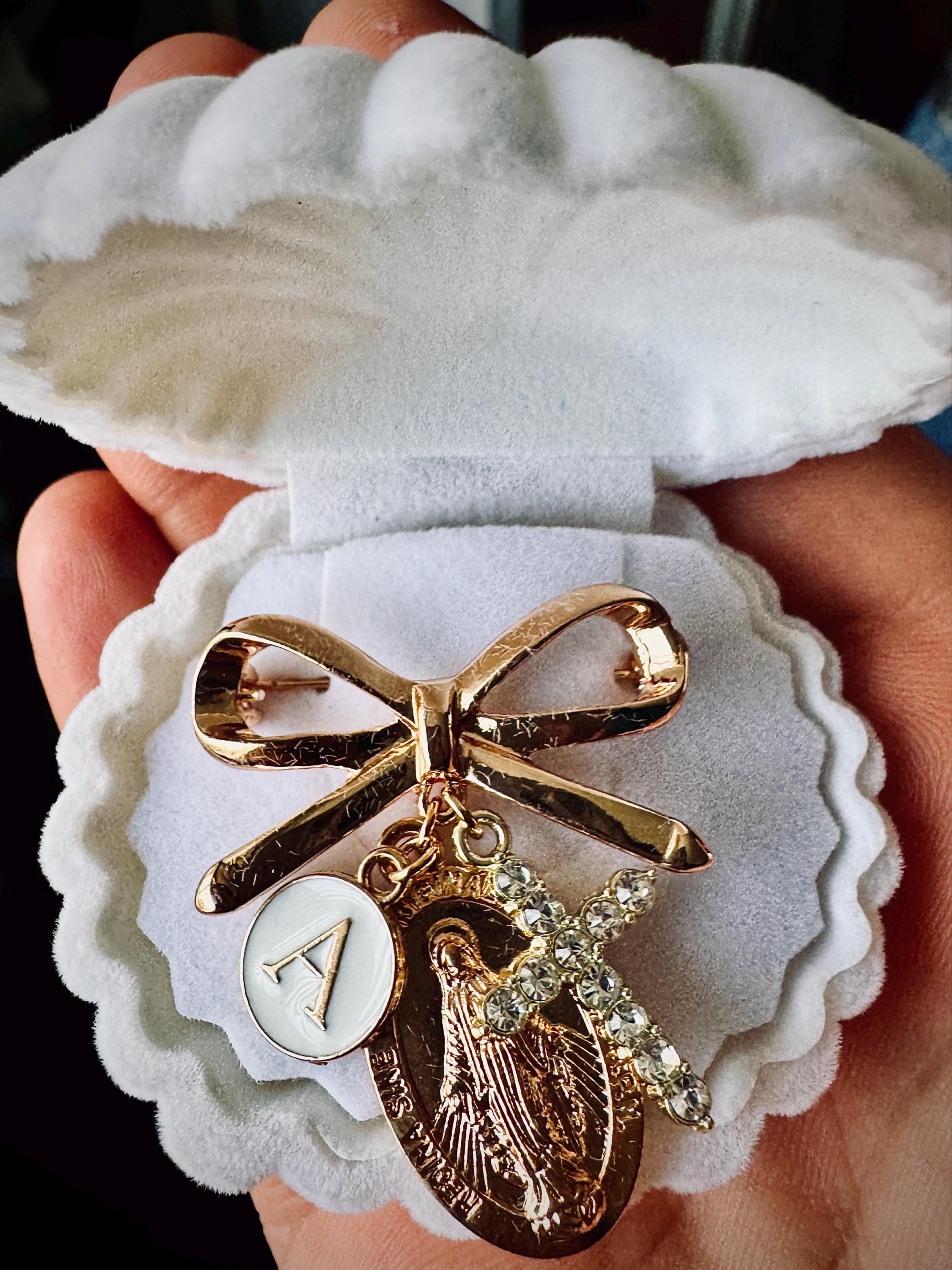 Catholic Baby Gift, Protection Pin, Baptism Gifts, Custom Christening Gift, Virgin Mary Charm, Personalized New Baby Girl Boy Present