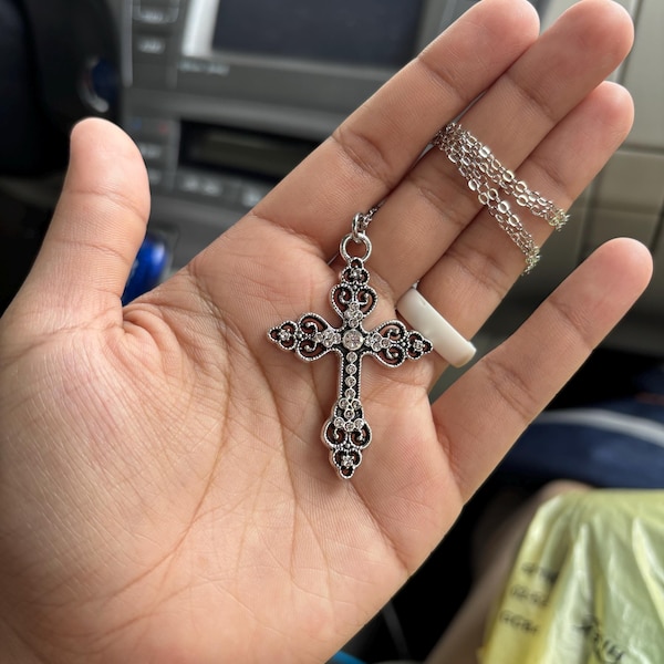 Cufflink Cross Rhinestone Necklace main image 0