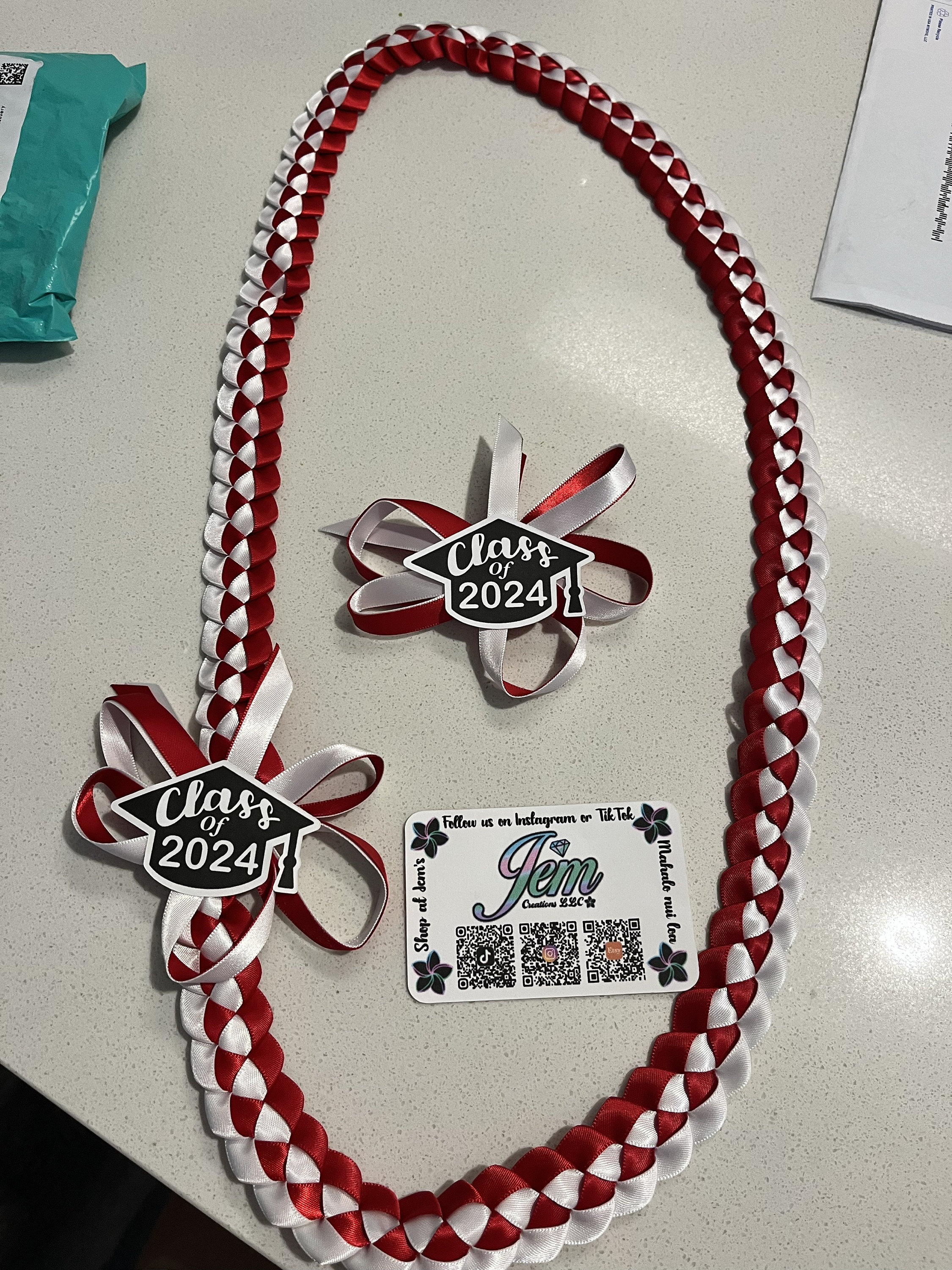 Graduation lei with Class of 2025 bow  | Single Braided Lei || Customized | Graduation gift
