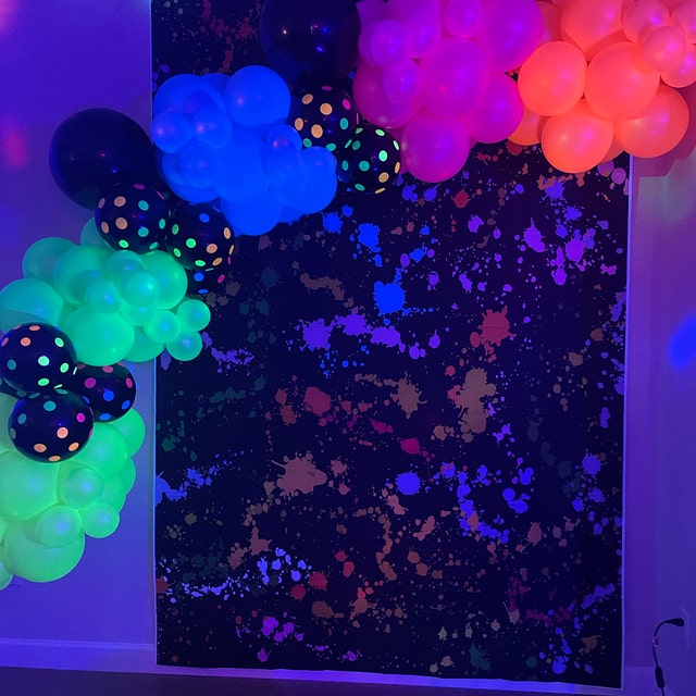 HIPVVILD Neon Party Supplies Kit, Neon Glow Party Decorations include  Balloon Garland Arch, Neon Glow Backdrop, For Neon Graffiti Glow Theme  Birthday