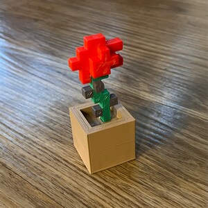 THE ORIGINAL 4-inch Minecraft Style Rose 3D Printed Hand-painted Flower ...