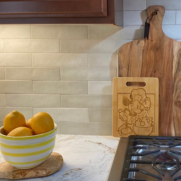 Mickey Mouse Chef Cooking Inspired Cheese, Cutting Wood Board Foodie ...