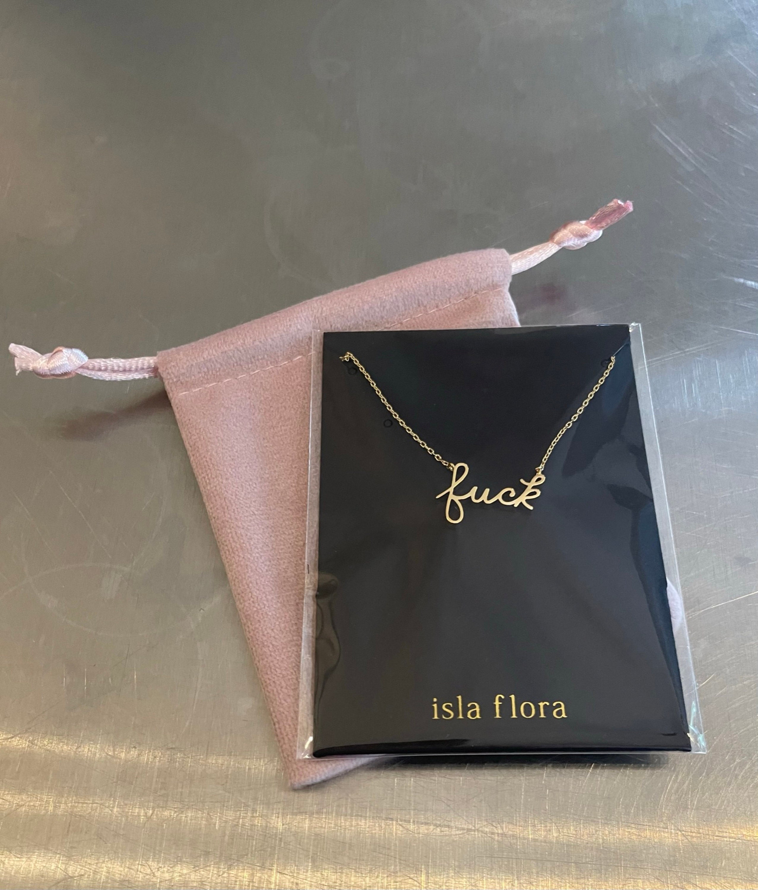 18k Gold Dipped Gentle Lowercase Fuck Cursive Script Necklace, Artistic Society,  Fun, Cosplay, IslaFlora, Minimalist Jewelry, Party Gift