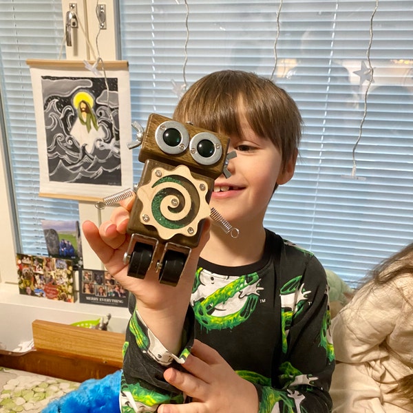 Student Cute Gift Handmade Wooden Robot , Sculpture, Quirky Decor ...