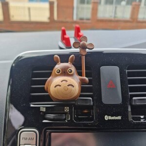 Handcrafted Wooden Totoro Inspired Car Vent Clip, Car Air