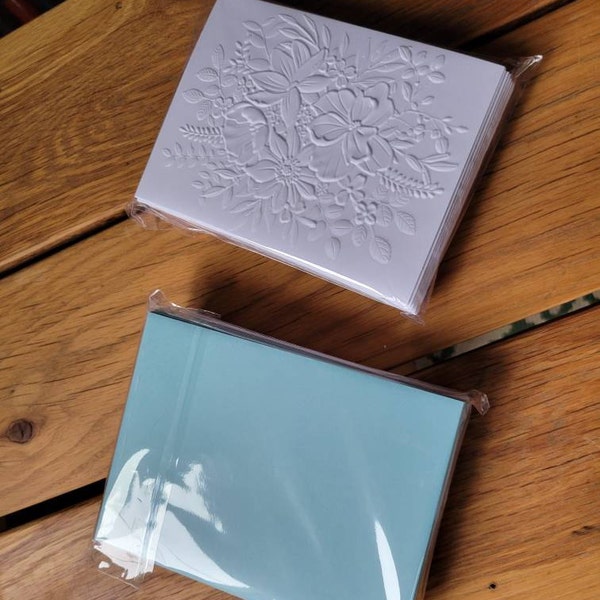 Embossed Floral Greeting Cards Set: Blank Note Cards, Heavy White Card ...