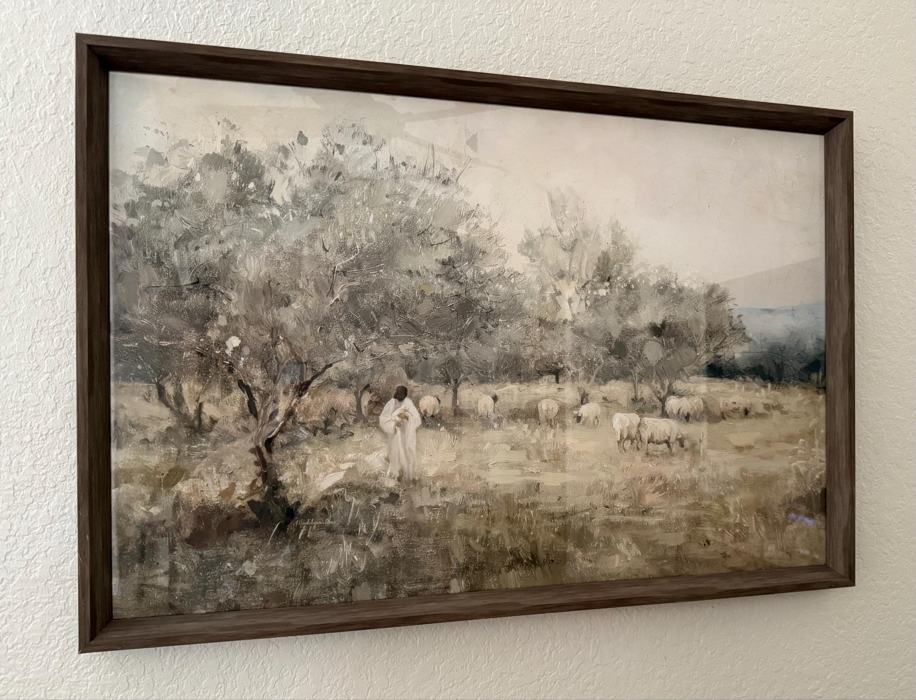 Modern Christian Wall Art, The Lord is my Shepherd Art Print, Jesus Leaves the 99, Religious Art, Jesus Art, Christ and Sheep, Oil Painting