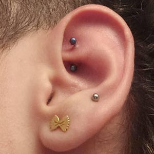 Customer photo, Bowtie Pasta Stud Earrings