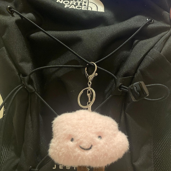 Zitokin Kawaii Cloud Plush Keychain - Adorable 3.5" Fluffy Backpack Charm In White, Blue, Or Pink