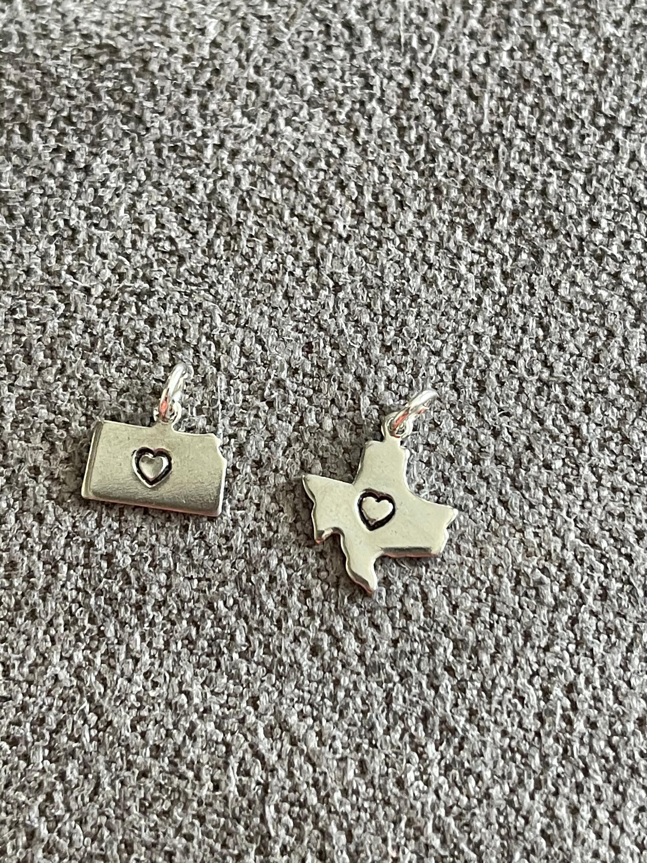 Silver State Charms, Small, Tiny, Dainty, Going Away Gift, Home State, Home Sweet Home, Graduation Gift, Charms For Bracelet