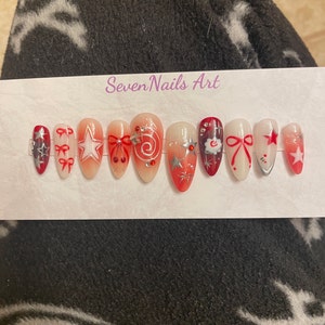 Y2k Nail Set With Elegant Motifs Y2k-inspired Press on Nails Red and ...