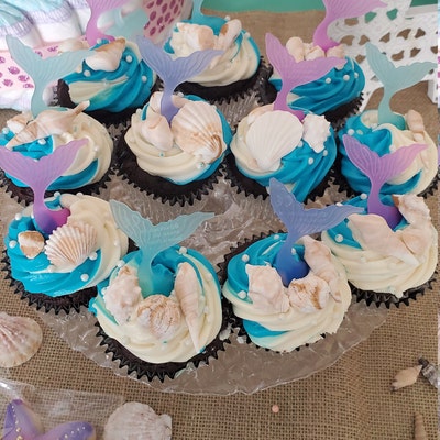 Sea Shell Fondant Topper 50pcs Beach Cake Topper Beach Cupcake Toppers ...