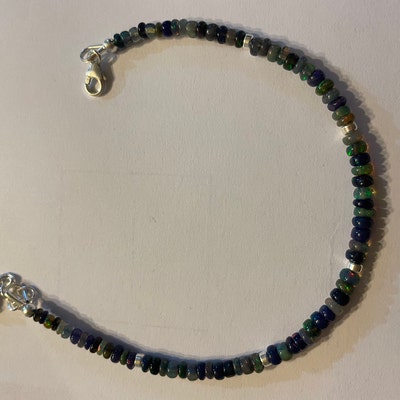 Black Ethiopian Opal Beaded Dainty Bracelet AAA Grade Opal - Etsy