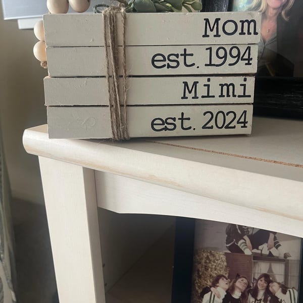 Mom and Mimi Book Stack, Mother's Day Gift, Personalized Stamped Books ...