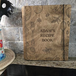 Personalized Recipe Book Blank Binder Gift for Mom Wooden Cookbook Mothers Day Gift