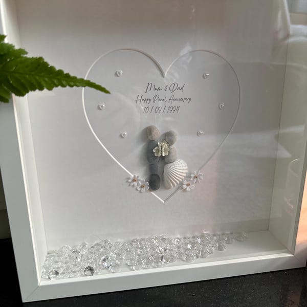 30 Year Pearl Wedding Anniversary Personalised Pebble Art Picture Frame ...