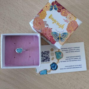 Customer photo from Sofia, Dainty Raw Aquamarine Ring in Silver