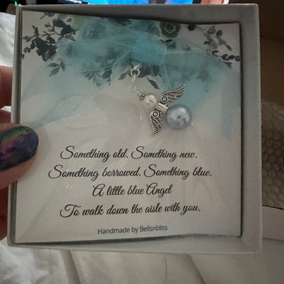 Something Blue Angel Charm, Something Blue For Bride Memorial Charm For Wedding Remembrance Mom In Heaven Charm, Bride Gift For Bride Gifts