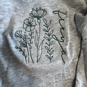 Meadow Flowers Machine Embroidery Designs, Art Line, Hand Stitch Style ...