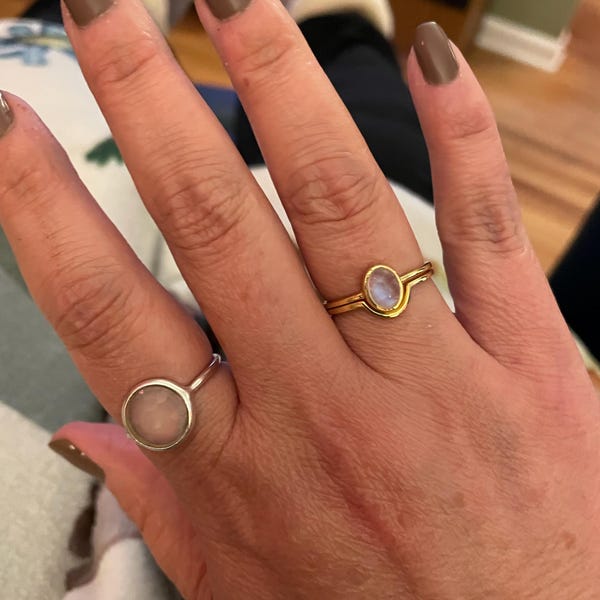 Rectangle Natural Moonstone Ring