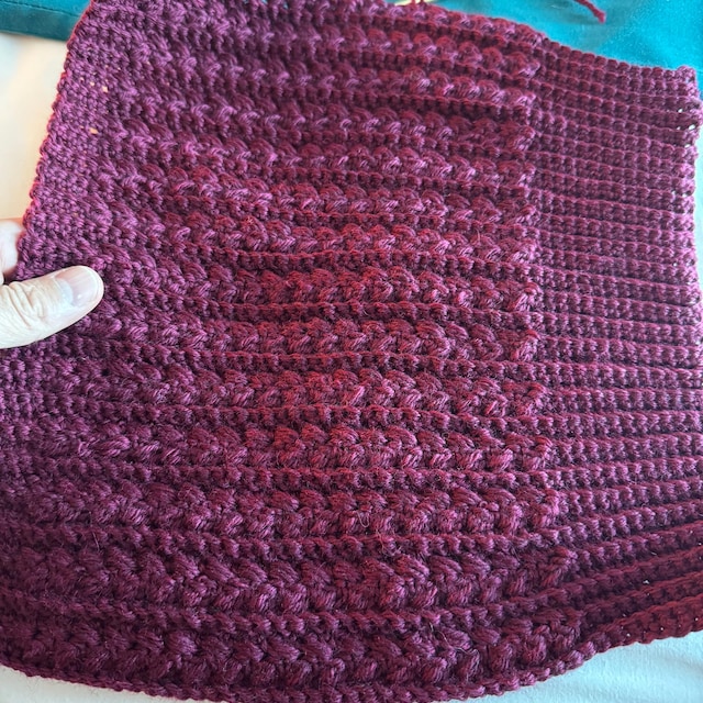 A customer's finished Snowy Wheat Stitch Puff Crochet Beanie Pattern