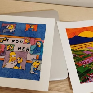 The Simpsons Homer Maggie Do It For Her Watercolour Print, Scenic Simpsons, Poster Watercolor Illustration Print Wall Art | 21x21cm