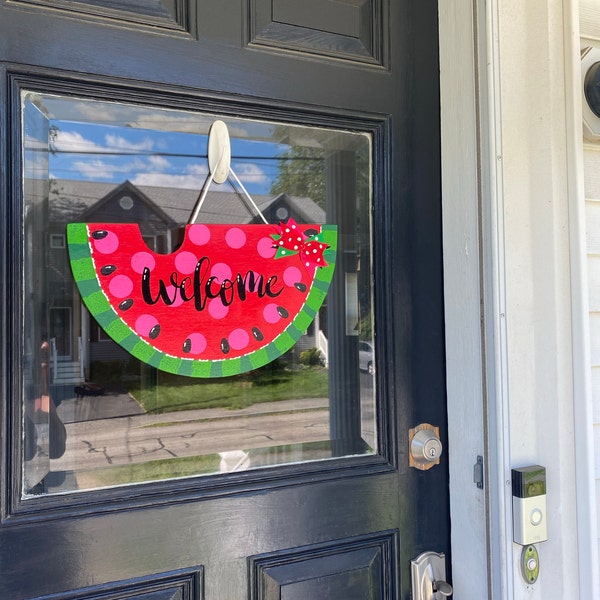 WELCOME Red Watermelon SIGN Wall Art Door Hanger Plaque Pool Backyard ...