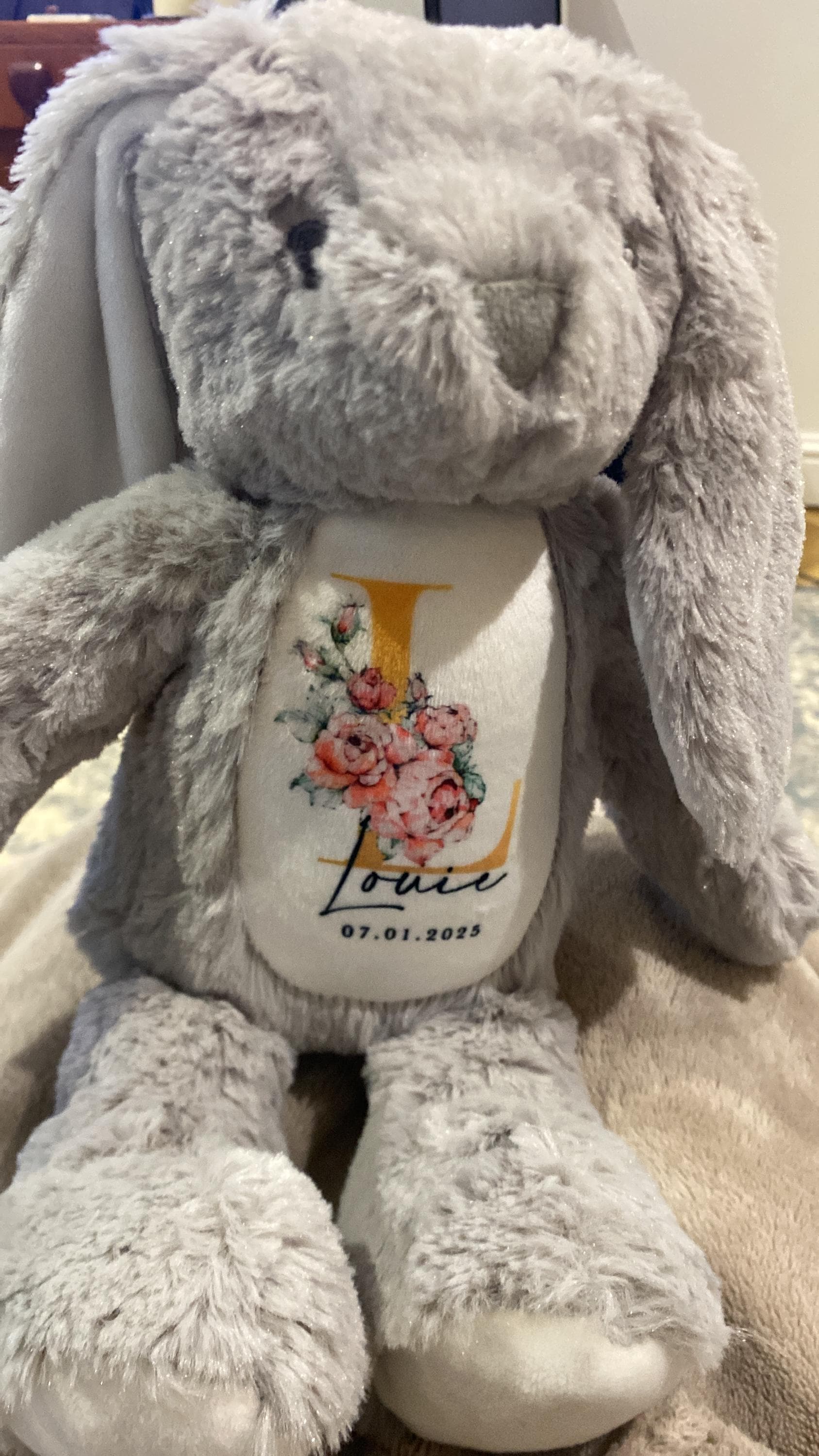 Personalised Bunny Rabbit, New Baby Gift, Personalised Plush Soft Toy, Your Name Teddy, Cuddly Toy, Girls and Boys Teddy Baby Shower Gift