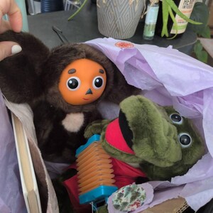 Cheburashka and Crocodile Gena Plush Soviet Toy, Vintage Soft Doll
