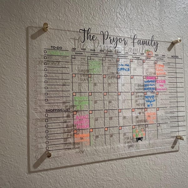 Dry Erase Calendar Acrylic Planner for Wall Monthly & Weekly Calendar ...