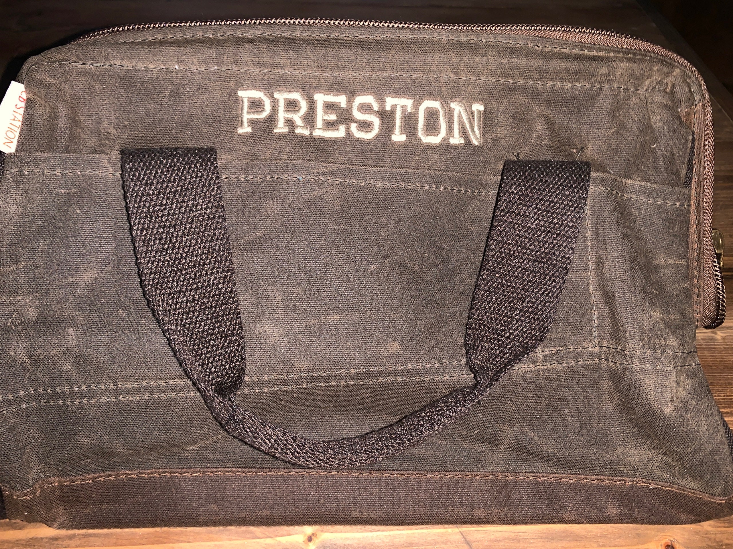 Personalized Embroidered Olive Waxed Canvas Tool Bag, Birthday Gifts, Gifts for Him
