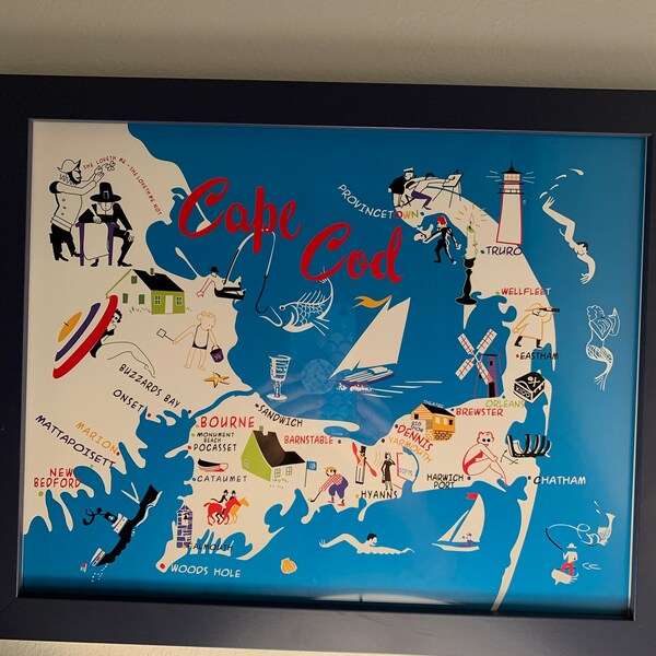 Colorful Cod Maps Cape Cod 50's Colorful Map Print - Etsy