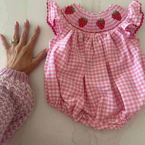 Baby Girls Strawberry Embroidered Gingham Dress Red White Sleeveless Summer Dress main image 0