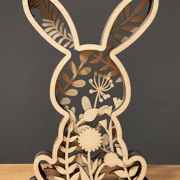 Easter Laser Cut Files Bunny SVG Layered Bundle, Floral Rabbit ...