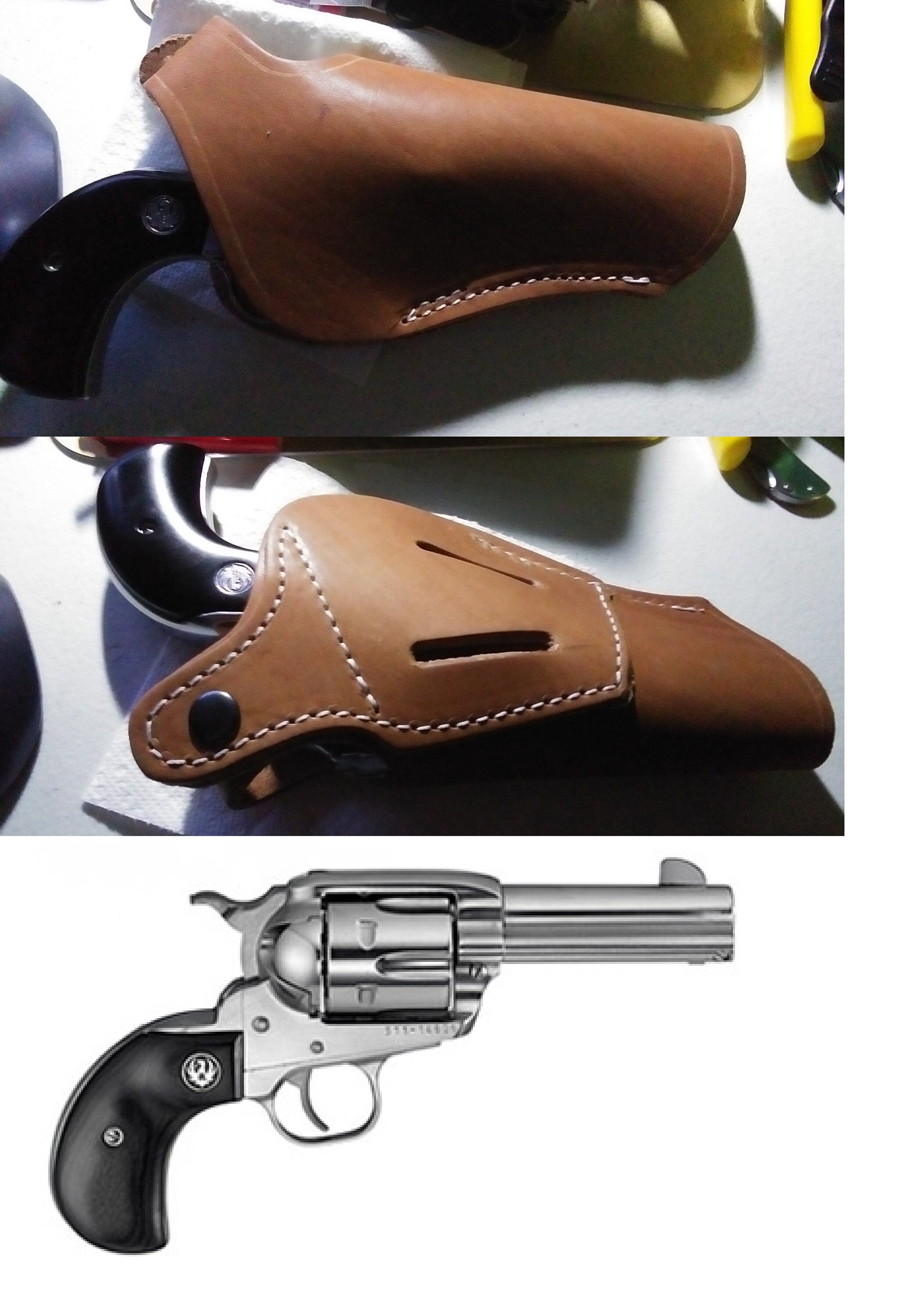 Two Position Leather Holster Cross & Strong Side Draw Fits Ruger Blackhawk / Super / Old Army up to a 7.5&quot;