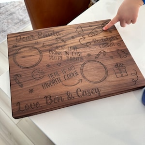 Personalized Dear Santa Tray | Custom Engraved Milk & Cookies Tray – Maple Wood | Keepsake Christmas Gift